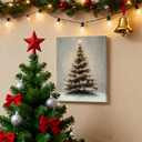 Poecinvi Christmas Tree Canvas Wall Art Prints, Christmas Home Room Decor, Winter Xmas Pine Tree Wall Art Posters for Home Bedroom Living Room Decor, 15x12 Framed