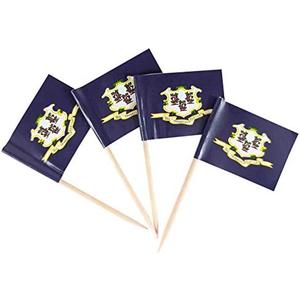 JBCD Connecticut Toothpick Flag Mini Small Cupcake Topper Flags, 100 pcs