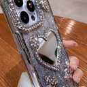 Designed for iPhone Case,Luxury Electroplated Glitter Bling Mirror Spark Sparkly Shockproof Protective Cover Phone Case (iPhone 15,Purple)