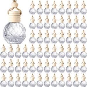 BBTO 100 Pcs Car Air Fresheners Diffuser with Wooden Cap - Empty Aromatherapy Diffuser Clear Fragrance Holder Pendant Hanging Perfume Fresheners for Car Decor (Clear Round Diamond)