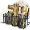 Metal Utensil Caddy with 5 Compartments, Black Mesh Silverware Caddy Organizer, Flatware Storage Holder for Napkins, Plates, Party, Camping, Picnic, Buffet, RV, BBQ, Kitchen, Countertop