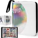 400 Pockets Baseball Card Binder, Portable Waterproof Storage Album with Removable Sleeves for Baseball Sports Cards 2025-2026 Collectors (4AA-hot stamping baseball-2)