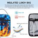 Wolf Lunch Box for Kids Blue Fire Aniaml Print Reusable Cooler Insulated Lunch Box Boys Girls Food Snack Container for School Work Office Travel Picnic Gift for Wolf Lovers