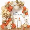 Archloon 156pcs Orange Balloon Garland Arch Kit, Different Sizes 18 12 10 5inch White Pastel Orange Latex Metallic Gold Confetti Fall Thanksgiving Balloons for Baby Shower Birthday Party Decorations