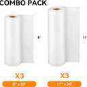 [2024 New] 6 Pack 8" x 20' and 11" x 20', Vacuum Sealer Rolls Bags for Food, Great for Food Storage, Sous Vide and Meal Prep, Wevac Lite