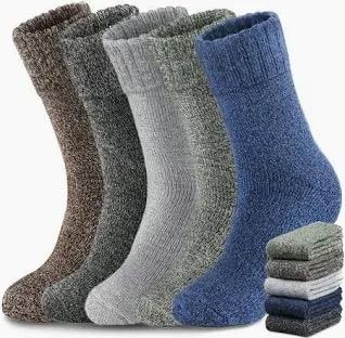 Yeblues 4 Pairs Merino Wool Socks Mens, Thick Warm Winter Socks, Hiking Socks Soft Casual Socks for Men