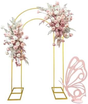 Open Arch Backdrop Stand,Double Arch Frame U Shaped Wedding Arches for Wedding Ceremony Birthday Party Bridal Baby Shower Photo Booth Garden Floral Balloon Arch Decoration 2.2*1.2M