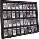 36 Graded Sports Card Display Case with UV Protection Lockable Wall Frame Cabinet for Basketball Football Baseball Hockey Trading Cards-Black Finish