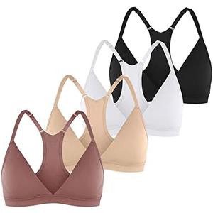 INIBUD Sports Bras for Women Racerback Seamless Bra Top Padded Wireless Triangle V Neck Adjustable Removable Bralette, size L
