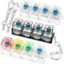 3 PCS Keyboard Fidget Toy, Keyboard Fidget Keychain 4-in-1 Keyboard Decompression Button Finger Clicker Toys, Button Stress Relief Fidget Valentines Gifts Stuffers for Kids Women (Clear Black)