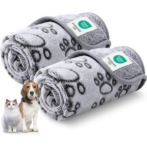 Luciphia Premium Soft Dog Blanket for Small Medium Large Dogs Washable 300GSM Fluffy Warm Fleece Puppy Cat Paw Print Pet Flannel Pcs2 Grey Paw XL(57"x40")