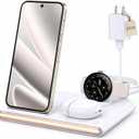 Wireless Charger for Google Pixel Watch 4 Only,4 in 1 Wireless Charging Station Bedside Night Light for Google Pixel 10 Pro Fold/10 Pro XL/10 Pro/10/9/8/7,Buds Pro 2/Pro/2,Phone Charger Warm Gifts