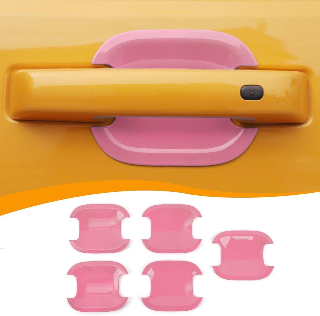 Hoolcar Exterior Door Handle Bowl Cover Protection Trim Car Door Bowl Anti-Scratch Protector Cover Compatible with Ford Bronco 2021-2023, 4 Doors, Exterior Accessories, Pink