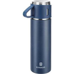 Stainless Steel Thermo 500ml/16.9oz Vacuum Insulated Bottle with Cup for Coffee Hot drink and Cold drink water flask.(Blue,Single)