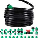 52 FT 1/2PVC Garden Irrigation Tubing HoseOD:16mm,ID:12mm),1/2 inch Drip Irrigation Tubing Main Line Hose Tube with Drip Irrigation Fitting Connector for Garden Watering Drip Irrigation System