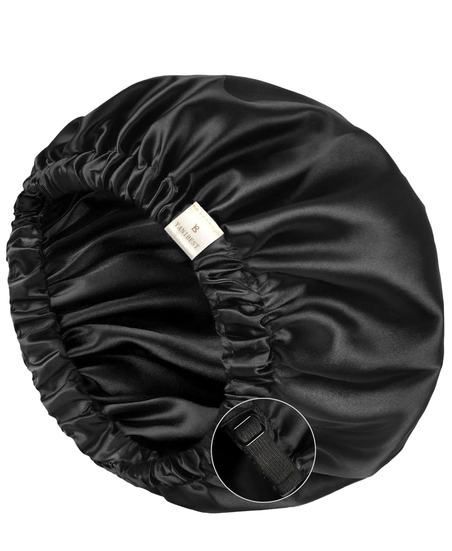 YANIBEST Silk Bonnet Satin Bonnet for Sleeping Women and Men, Adjustable Double Layer Hair Bonnet for Curly Braids Hair, Large