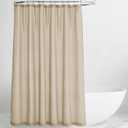 KGORGE Linen Shower Curtain - Semi Sheer Lightweight Button Hole Half Privacy Quick Dry Shower Curtains for Bathroom Bathtub Decor, Angora, 54 x 78 inches Long, Hooks Included