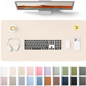 YSAGi Leather Desk Protector, Office Mat, Large Mouse Mat, Non-Slip PU Leather Blotter, Laptop Desk Mat, Waterproof Writing Pad for Office and Home (Cream, 31.5" x 15.8")