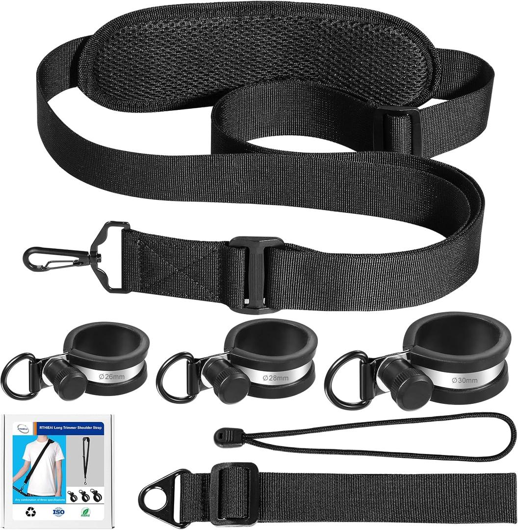Long Trimmer Strap - Reliable Shoulder Strap for Weed Eaters, Leaf Blowers, Hedge Trimmers, and More - Sturdy and Non-Slip Shaft Clamp Design for Easy Work