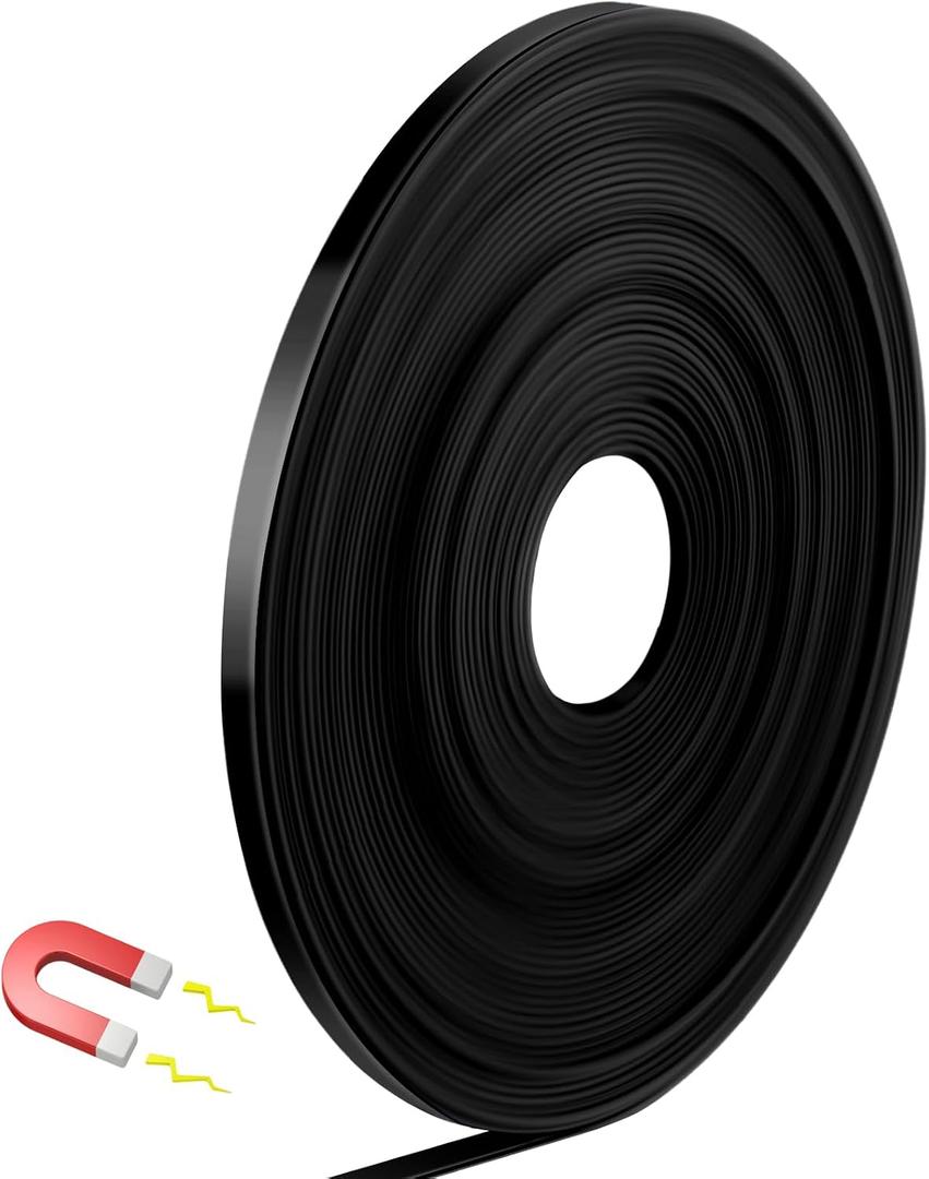 AmazingSpark 1 Pack Magnetic Tape Roll Thin Strips 1/5 Inch x 33 ft Whiteboard Magnet Tape Line Graphic Divider Magnetic Border Marking Line for Classroom Office Art Accessories (Black)