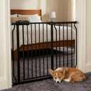 Baby Gates Extra Wide 43.5-48 Inch Wide Large Baby Gate for Stairs Tension Pet Dog Gates Indoor for Doorways No Drilling Pressure Mounted Pet Gates for Kids (Black)