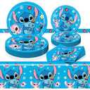41PCS Blue Cartoon Birthday Party Supplies Set Summer Birthday Decorations Table Plates and Napkins for Birthday Party