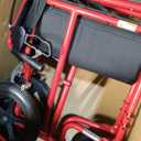 Drive Medical Lightweight Expedition Folding Transport Wheelchair - Ultra Lightweight Mobility Support for Seniors & Adults - Strong Aluminum Frame - Hand Brakes - Compact Folding Travel Chair - Red