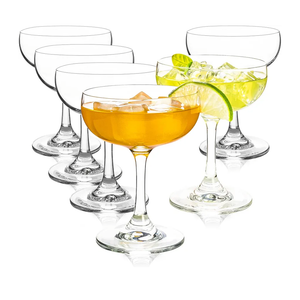 Champagne Glasses Set of 6-7oz Elegant Coupe Glasses, Crystal Cocktail Glasses for Martini, Champagne, Desserts, Home Bar, Wedding, and Party (6 PCS)