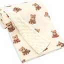 LifeTree Baby Girl & Boy Blankets, Soft Double Layer Swaddle Blankets, Muslin Front and Dotted Fleece Backing Receiving Bed Throw Blanket for Newborn Unisex, 31X40 Inches, Bear Pattern