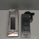 Universal Power Adapter, Jumpso 3000w Power Strip with 4 USB Ports (1 USB C), 6ft Extension Cord with International Outlets, 110-240v, European Travel Plug Adapter for Home Office Travel, Black