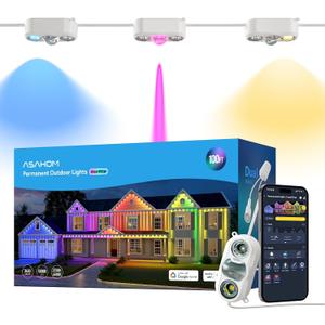ASAHOM Permanent Outdoor Lights CrestPillar, 72 RGBCW Triple-Len LEDs, 100FT