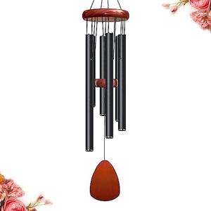 Bursvik 28" Black Wind Chimes for Mothers Day, Decorative Wind Chimes for Outside, Memorial Windchimes Remembrance Gift for Women Mom Grandma, Metal Windchime Outdoor Decor for Garden Patio Zen