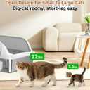 Stainless Steel Cat Litter Box with Lid, XL Extra Large High Sided Litter Box for Big Cats, Odor Free Open Top Litter Pan Easy Cleaning Anti-Urine Leakage Non-Stick, Includes Scoop, Light Grey