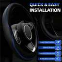 NBTEPEM 6 PCS Car Steering Wheel Cover Set, Microfiber Leather Steering Wheel Covers Universal 14.5-15 inch, Center Console Cover, Seat Belt Cushion, Cup Holder Coaster, Car Accessories Set Blue