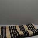 Striped Outdoor Front Door Mat 24"x51", Cotton Hand Woven Washable Black and Khaki Rug Runner, Reversible Foldable Indoor Layered Front Door Rugs for Entryway/Farmhouse/Home Entrance