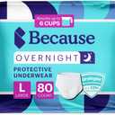 Because Overnight Absorbency Pull Ups - Adult Disposable Incontinence Underwear, Extra Absorbent Nighttime Briefs for Men and Women, White, Large, 80 Count (4 Packs of 20)