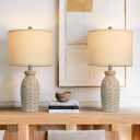 22.75" Table Lamps for Living Room Small Lamps for Bedroom Bedside Lamps Set of 2 Boho Lamps for Night Stands Nightstand Lamp Farmhouse Vintage Rustic Modern Side End Table Lamp Light Home Deco Gifts