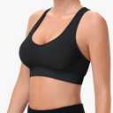 Racerback Sports Bras for Women Comfortable Wirefree Sleep Bras Breathable Mesh Padded Low Impact Workout Bra (Black, L)