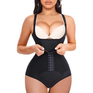 REYEOGO Waist Trainer for Women Shapewear Bodysuits Firm Body Shaper Butt Tummy Control Faja Colombiana Open Bust Corset (Medium, Black)