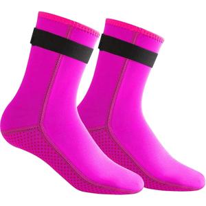Neoprene Socks Women Men Kids Youth,3mm Anti-Slip Diving Sock for Beach Volleyball Sand Soccer (Large, Pink)