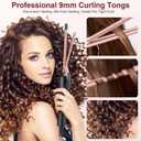 Thin Curling Iron, 3/8 Inch Small Curling Iron Wand for Short & Long Hair, Small Ceramic Barrel with 2 Temperature for Tight Curls, Include Heat Resistant Glove