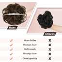Claw Clip Messy Bun Hair Piece 100% Real Human Hair Buns Curly Chignon Hair Bun Extensions Wavy Tousled Updo Hair Buns Claw Clip Ponytail Hairpieces for Women(Dark Brown with Light Golden Brown)