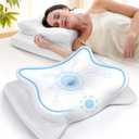 EKIFT Cervical Neck Pillow for Pain Relief, Beauty Sleeping Cooling Pillow for Side Back Stomach Sleeper, Odorless Memory Foam Bed Pillows Deep Sleep,Ergonomic Orthopedic Neck Support Light White, Size 23in x14in