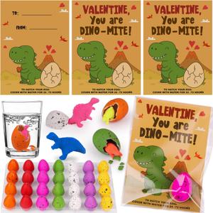 28 Pack Valentines Day Gifts for Kids Classroom Dinosaur Egg Hatching Toys with Valentines Cards for Kids School, Valentines for Kids Class Exchange Cards Gifts Prizes Party Favors for Boys Girls