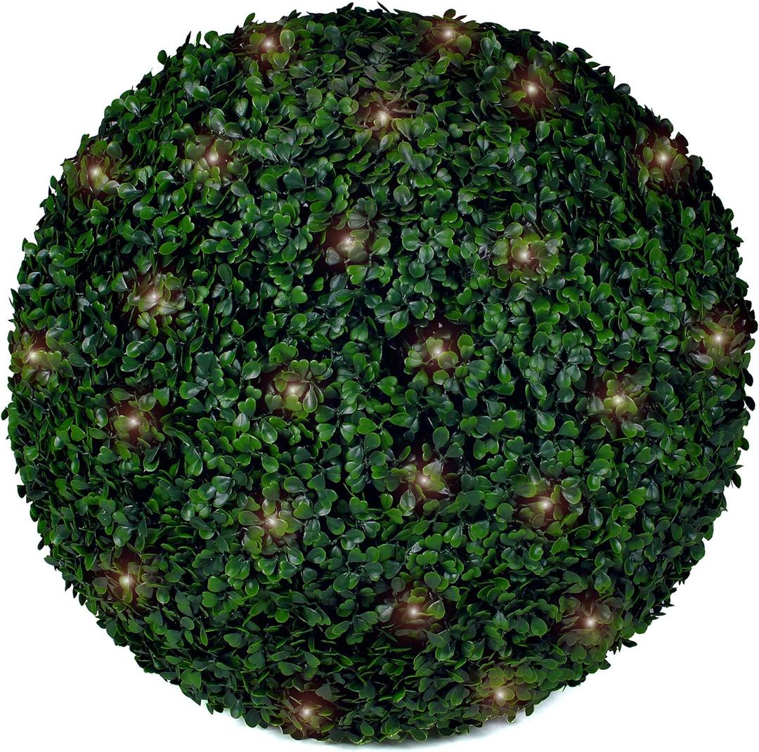 3rd Street Inn Boxwood Lighted Topiary Ball - 19" Artificial Pre-Lit Christmas Topiary Plant - Indoor/Outdoor Decorative Light Plant Ball - Wedding and Holiday Decor (2-Pack)