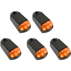 Wireless Solar LED Pilot Light 5PCS Car Roof Marker Lights Waterproof No Drill Pickup Trucks Roof Running Lamps(Black,Yellow Light)