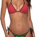 New Sexy Two Pieces Bikini Sets for Women Triangle Top & Thong String Tie-Up Swimsuit, XS