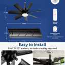 NWOP 28 Inch Socket Fan Light with Remote Control, Screw in E26/E27 Ceiling Fan with LED Light, 3000-6000K Adjustable Color Temp, 6 Speeds, Timer, for Bedroom Kitchen Living Room Garage, 2-Black