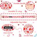 3 x Maca Bates Valentines Dog Collar Comfortable Soft Heart Dog Collar with Metal Buckle Adjustable Puppy Collar Valentine for Small Medium Large Dog (Valentine-Pink Love)