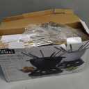 Artestia Cast Iron Fondue Pot for Chocolate, 5-Cup Cheese Fondue Pot with 6 Colored Forks for Fondue Party, 4-6 Person, Black